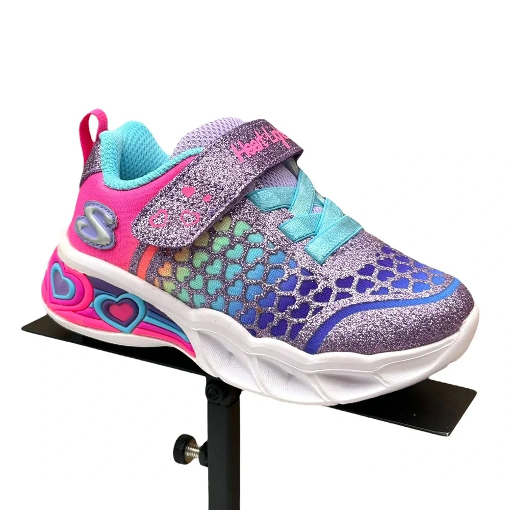 Skechers Baby Girls Slip-on Light-up Sneaker Size 6 Pink-Purple-Mult Lightweight